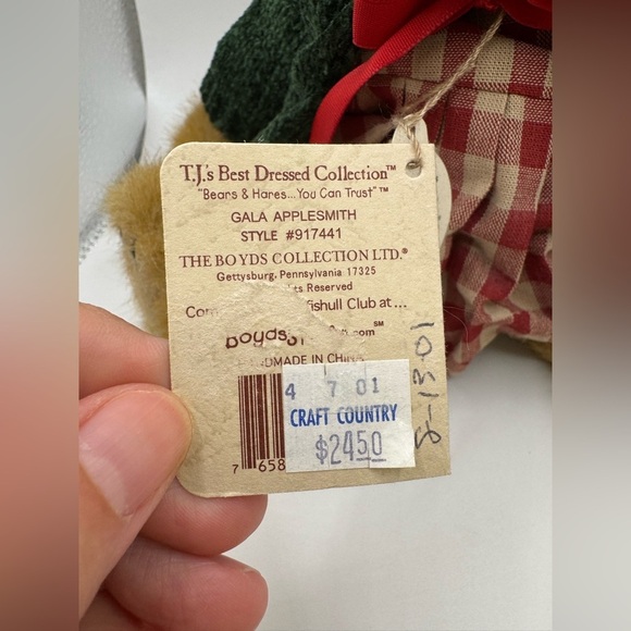 Boyds Bears GALA APPLESMITH #917441 Green Sweater Red Apple Dress Retired Plush - Picture 2 of 7
